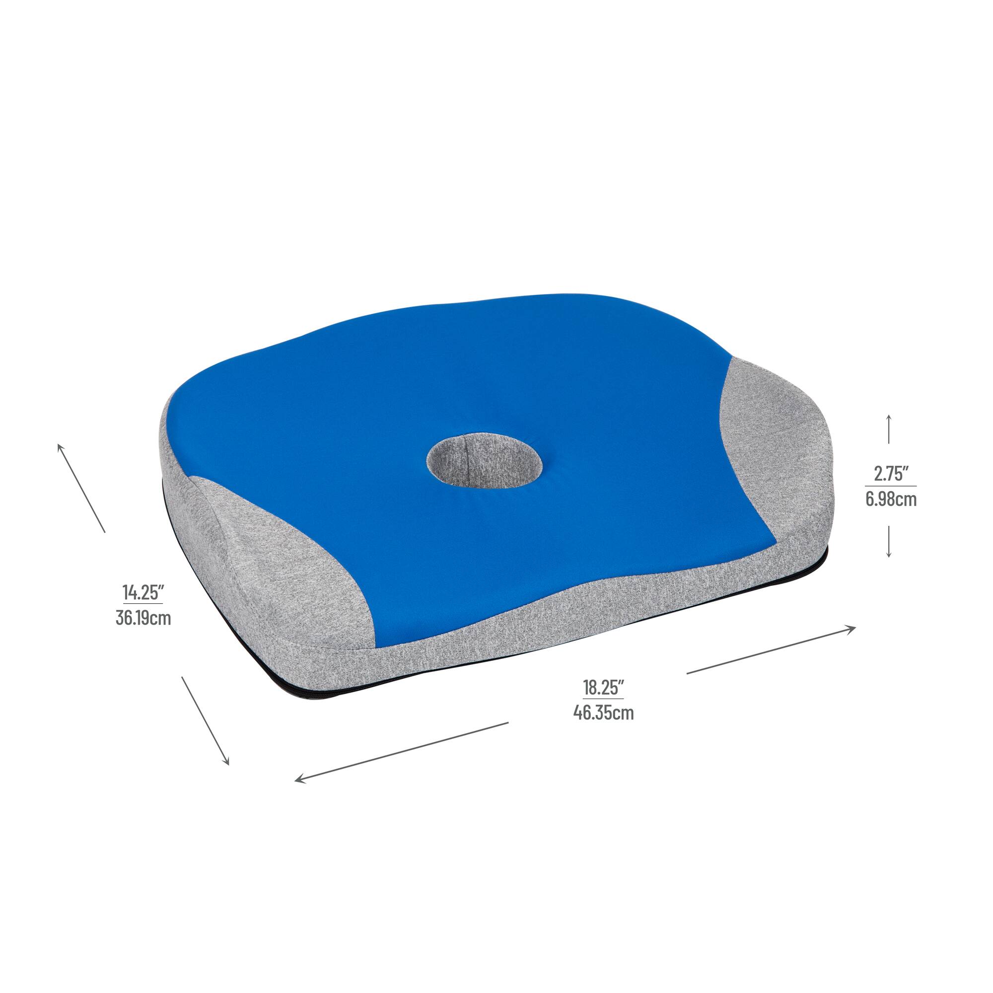 Mind Reader Harmony Collection Blue & Gray Memory Foam Ergonomic Seat Cushion